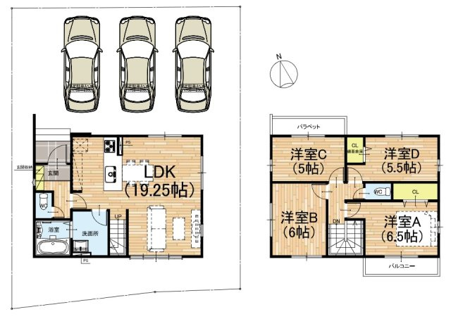 ★京都市右京区鳴滝泉殿町　第2期　新築一戸建ての間取り|2号地