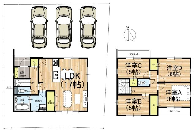 京都市右京区鳴滝泉殿町　第2期　新築一戸建ての間取り|3号地