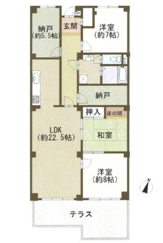 苦楽園アーバンライフ1号棟の間取り|開放的な23.69㎡のテラス。夕涼みをしながら家族とのたしい時間の思い出を増やしてくれそうですね。
