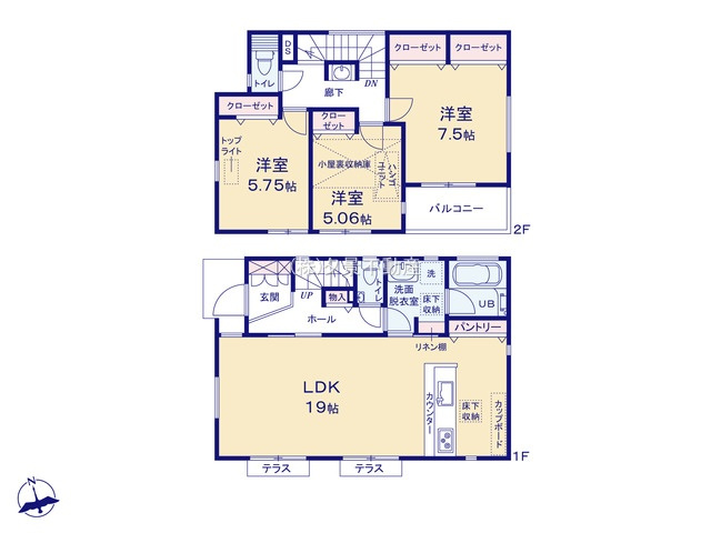 《仲介手数料無料》世田谷区砧１丁目28-25新築一戸建てガルボシティーの間取り