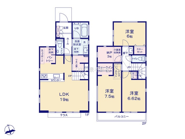 《仲介手数料無料》世田谷区砧１丁目28-25新築一戸建てガルボシティーの間取り