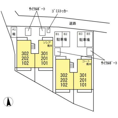 ソシア 青井/コート 青井　ソシア 青井の区画図