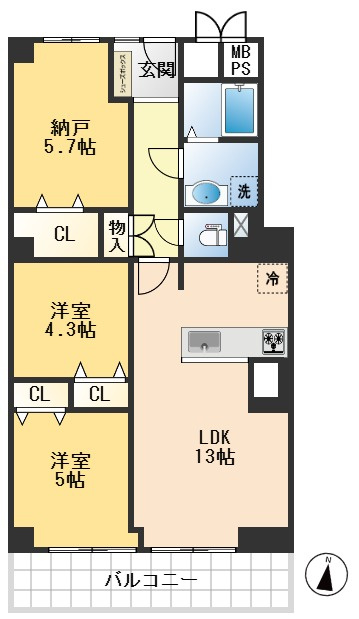 関大前スカイハイツA棟の間取り