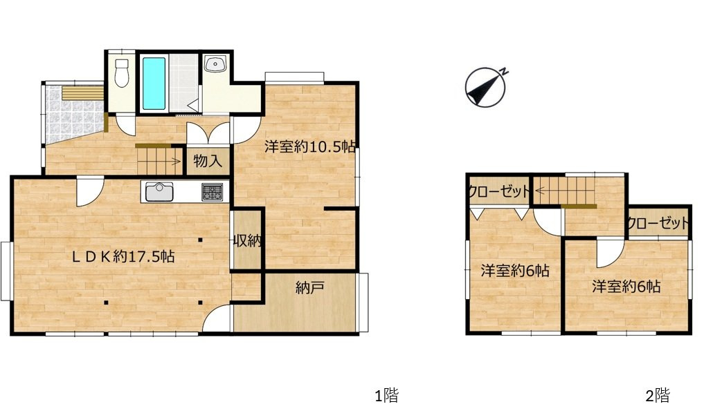 宇部市南小羽山町２丁目　戸建ての間取り|納戸付き3SLDKです。各居室6帖以上のゆとり設計となっております。