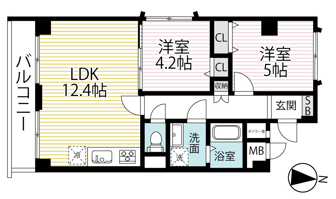 地下鉄『椥辻』駅徒歩５分★三方角住戸★２ＬＤＫ★リフォーム済みで即入居ＯＫ★山科セントラルハイツの間取り