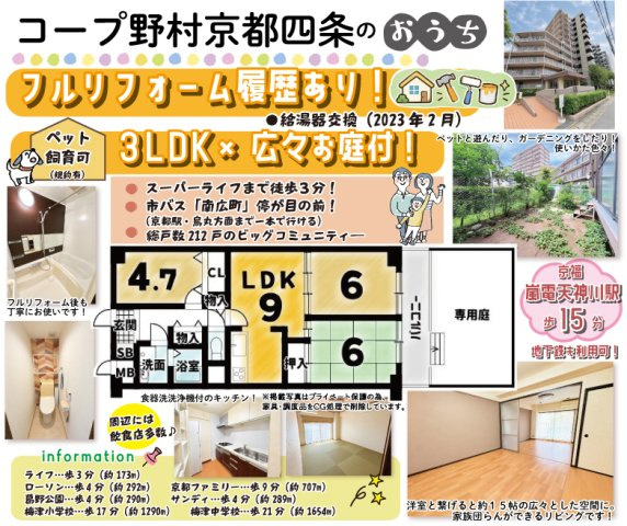 コープ野村京都四条の間取り