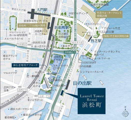 【地図】ローレルタワールネ浜松町