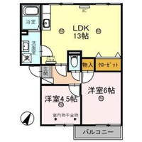 【間取り】 | ベルヴェデール IMAI I | 2LDKの間取り図です