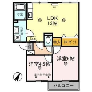 【間取り】 | ベルヴェデール IMAI I | 2LDKの間取り図です
