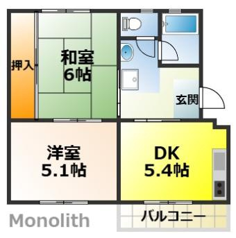 堺市南区茶山台２丁の賃貸マンションの間取り