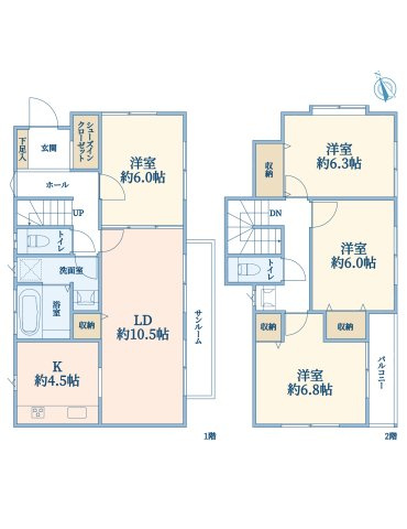 横浜市青葉区市ケ尾町戸建の間取り|部屋数もあり使用しやすい間取りです