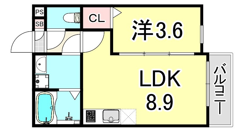 尼崎市東本町１丁目のアパートの間取り