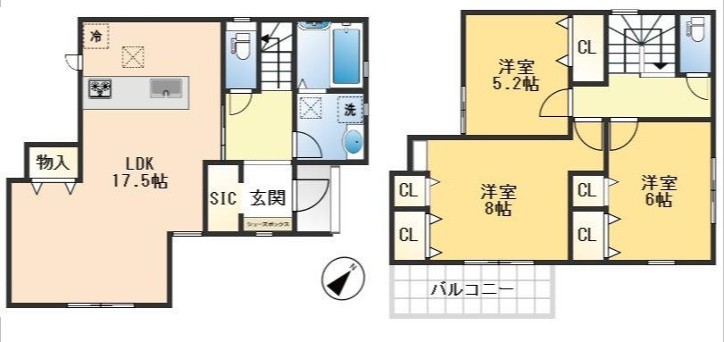 豊中市上野東2丁目　新築戸建の間取り