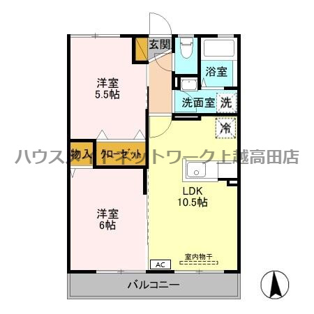 プルメリアの間取り|間取図（プルメリア 302）2LDK