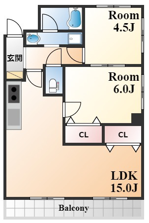 芦屋川月若マンションの間取り