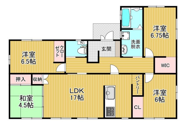 かずやハウジング　かずやタウン大川市鐘ヶ江2期　５号地の間取り
