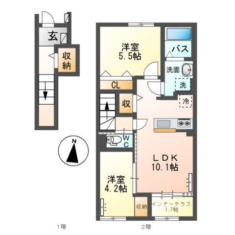 【間取り】 | 仮）糸島市有田中央２丁目新築賃貸アパート