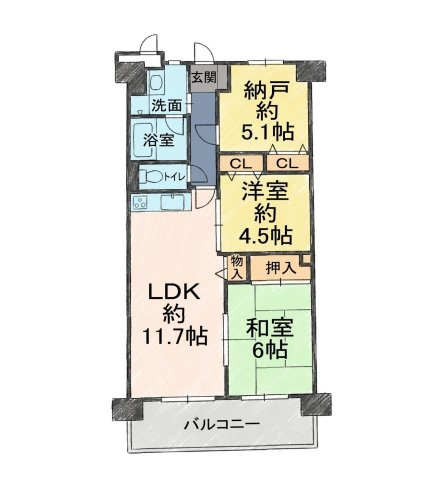 セザール和泉中央（分譲車庫２台付き）5Fの間取り|間取りはイメージ図です。現況を優先いたします。