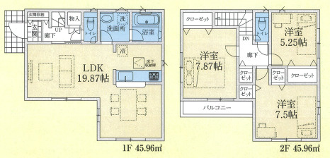 所沢市東狭山ヶ丘第17　新築戸建　クレイドルガーデンの間取り