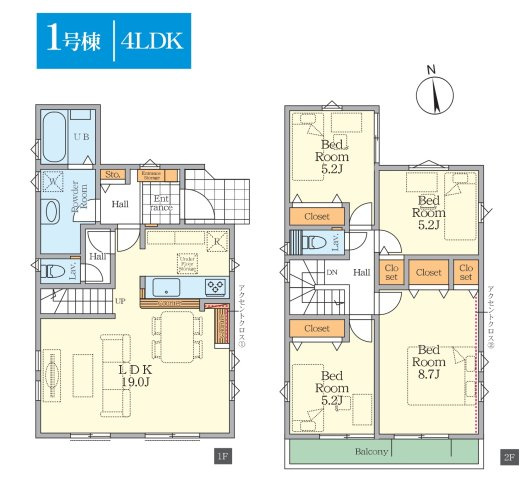 柏市南逆井２丁目新築戸建（南逆井１期）の間取り|南向き・4LDK