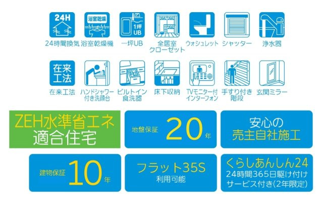 柏市南逆井２丁目新築戸建（南逆井１期）の構造・工法・仕様|設備一覧