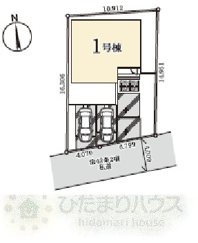野田市吉春1期　新築戸建　1号棟の区画図|接道：南東側4.0ｍ（セットバック含む）セットバック面積持ち分/7.02㎡×1/1