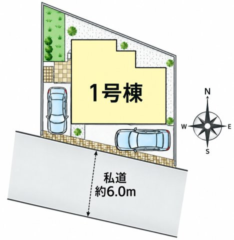 武蔵村山市学園1丁目　新築戸建全1棟の区画図
