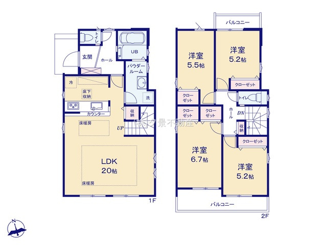 《仲介手数料無料》小金井市中町１丁目15-17新築一戸建てフィットの間取り