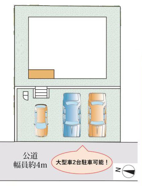 加古川市第１平岡町新在家（全1）新築の区画図|駐車3台並列も可能です。（普通車2台＋軽）
