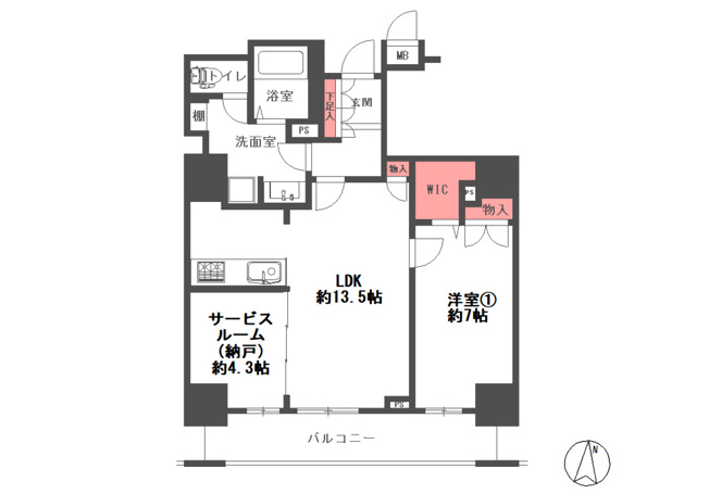 【間取り】 | アデニウムタワー梅田イーストスクエア | 南向きバルコニーで採光良好な1LDK+S♪