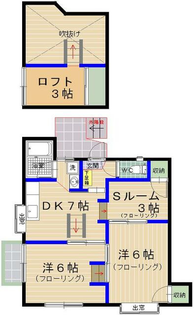 スカイライフ多々良の間取り