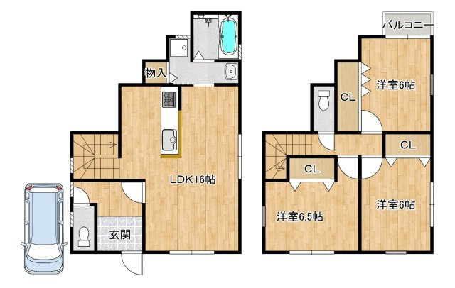 土師町２丁　建築条件付売土地の参考プラン|【建物面積：85.86ｍ2・建物参考価格1980万円】フリープランですので、お好きに間取り変更できますよ！