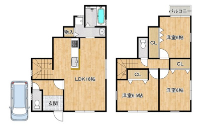 【参考プラン】 | 土師町２丁　建築条件付売土地 | 【建物面積：85.86ｍ2・建物参考価格1980万円】フリープランですので、お好きに間取り変更できますよ！