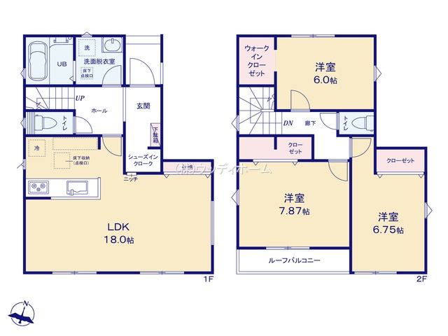 春日部市六軒町　新築一戸建ての間取り