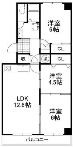 緑地公園リッツハウスの間取り|3LDKの物件です