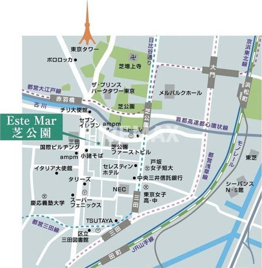 【地図】エステマール芝公園 