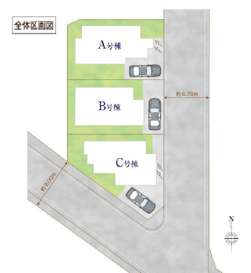 横浜市青葉区大場町　　新築戸建 の区画図