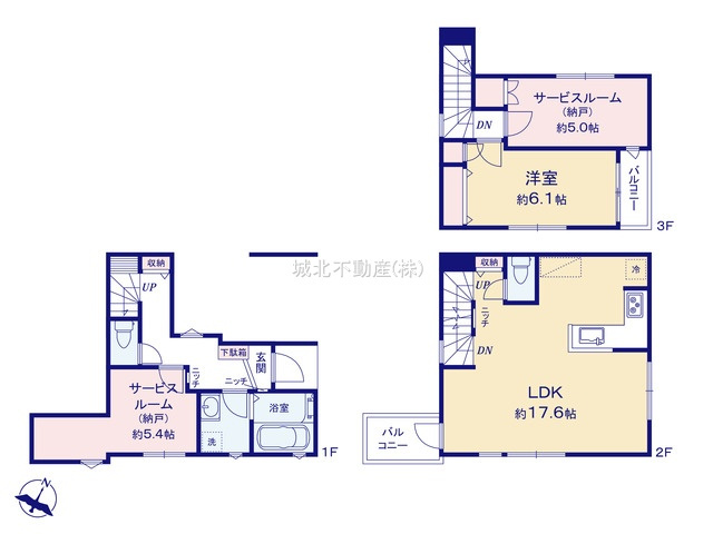 杉並区和田2丁目 全2棟 B号棟の間取り|1LDK+2S