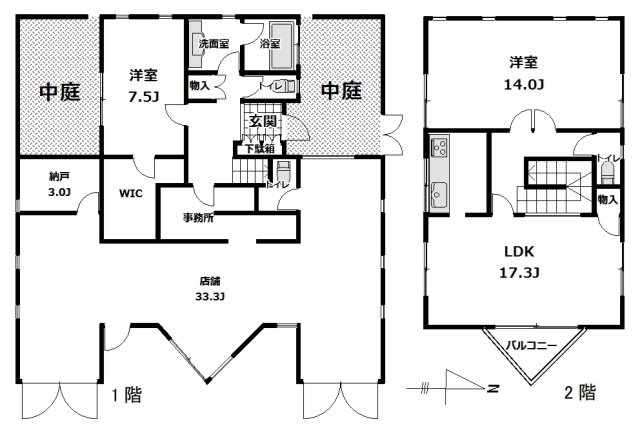 中古店舗付き住宅　柏市酒井根7丁目の間取り