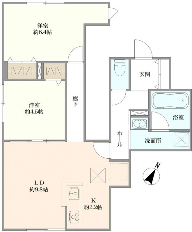 神戸市灘区上河原通３丁目のアパートの間取り