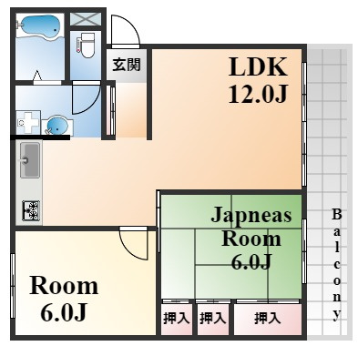 神戸市中央区籠池通４丁目の賃貸マンションの間取り