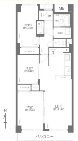グリーンコーポ東戸塚A棟の間取り