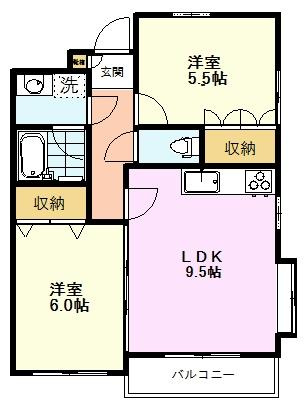 【間取り】 | クレスコート国立 | クレスコート国立、301号室、２ＬＤＫ