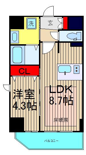 プレサンス難波クチュールの間取り|反転です
