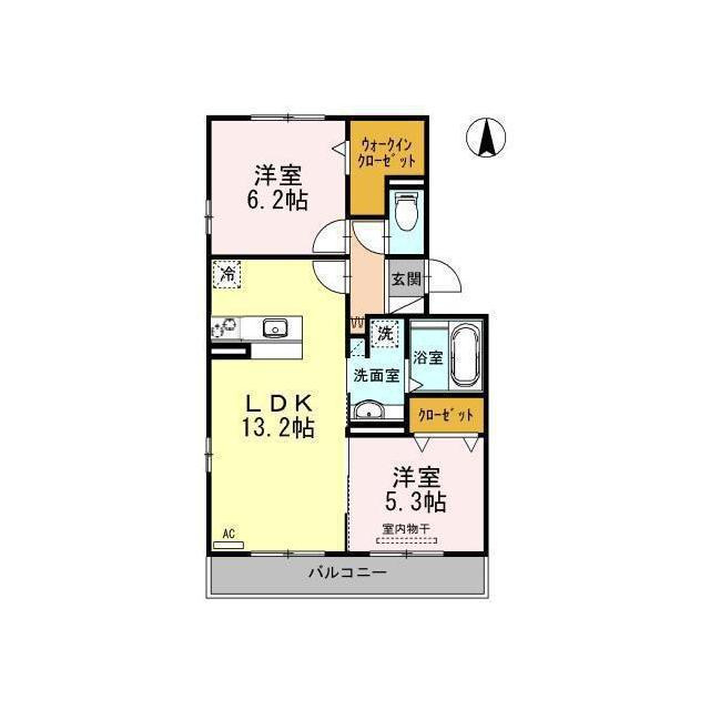 各務原市鵜沼三ツ池町５丁目のアパートの間取り