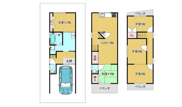 守口市 大久保町 １丁目　中古 一戸建ての間取り