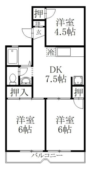 【間取り】 | パレス篠宮（西）