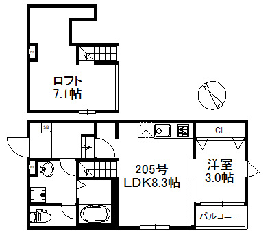 ソラーレ津福駅南 731の間取り