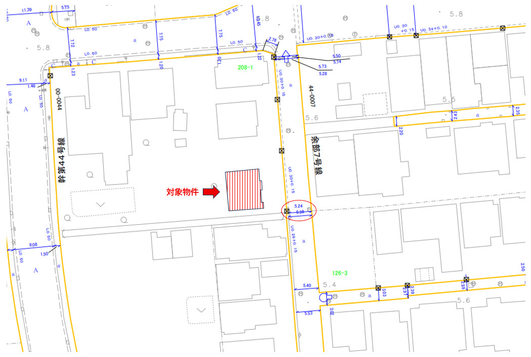 余部区I店舗付き住宅のその他|道路幅員図