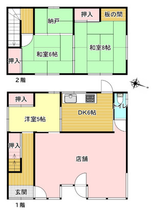 余部区I店舗付き住宅の間取り